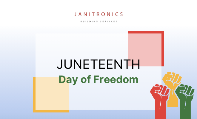 A tribute to Juneteenth featuring raised fists symbolizing unity and empowerment