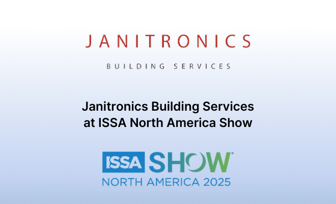 A corporate announcement about Janitronics attending the ISSA trade show