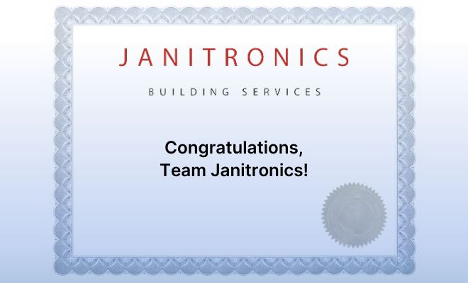 Janitronics recognizes its employees’ contributions with a formal congratulatory message